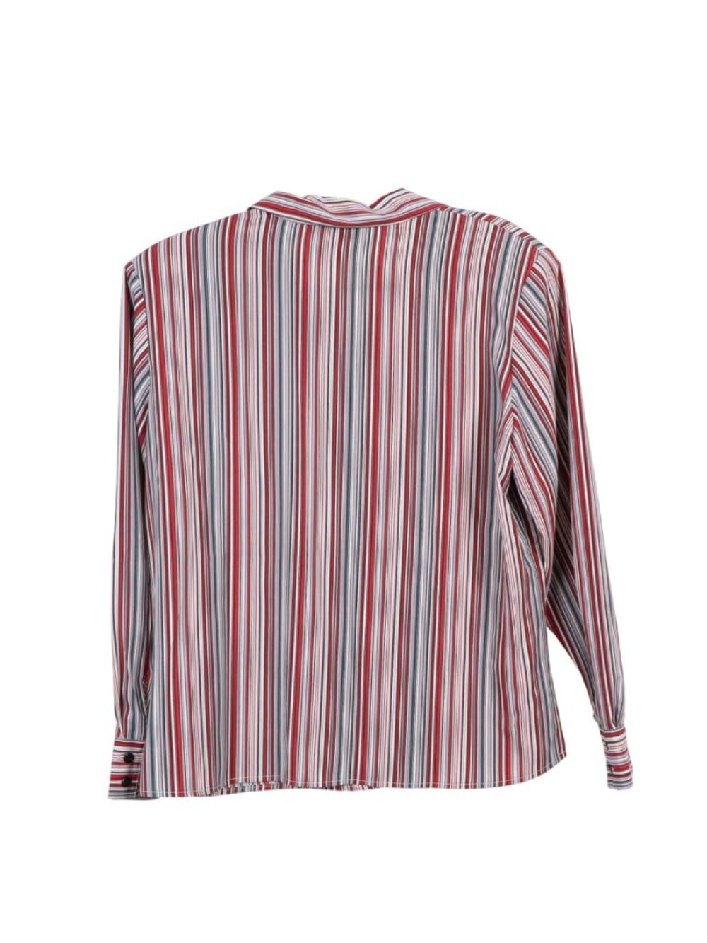 Retro Striped Satin Shirt PXL Petite XL Womens Red White Blue Collar Button Up - Picture 5 of 6